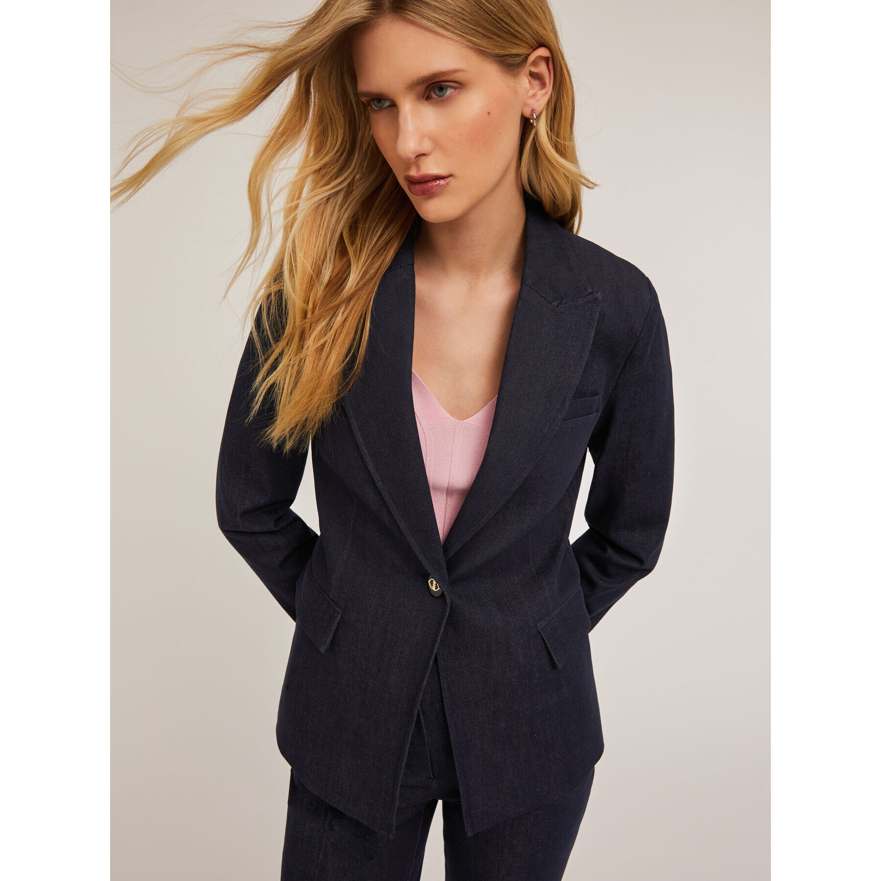 Motivi - Blazer de botonadura simple en denim - Azul