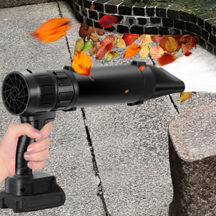 Soplador turbo 21V con 1050W, 15000mAh y 3 boquillas diferentes.