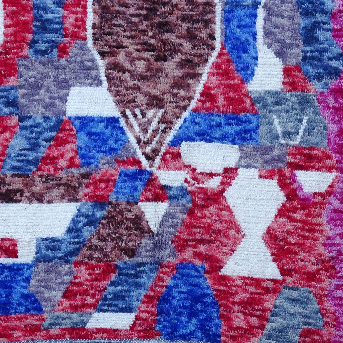 Authentique tapis berbère fait à la main en laine motif ethnic HAGU