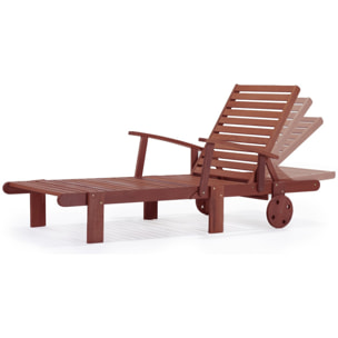 Bain de soleil pliant en bois exotique "Tokyo" - Mahogany- Marron acajou