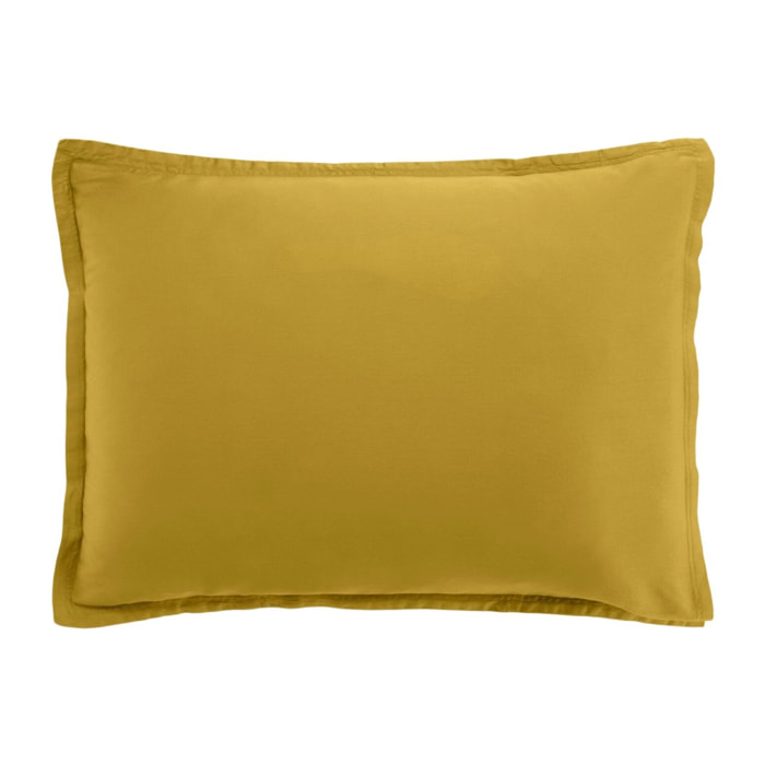 Paire de taies d'oreiller 100% satin de coton lavé 105 fils bronze