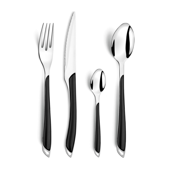 Solstice Negro - Cubertería de 24 piezas en soporte