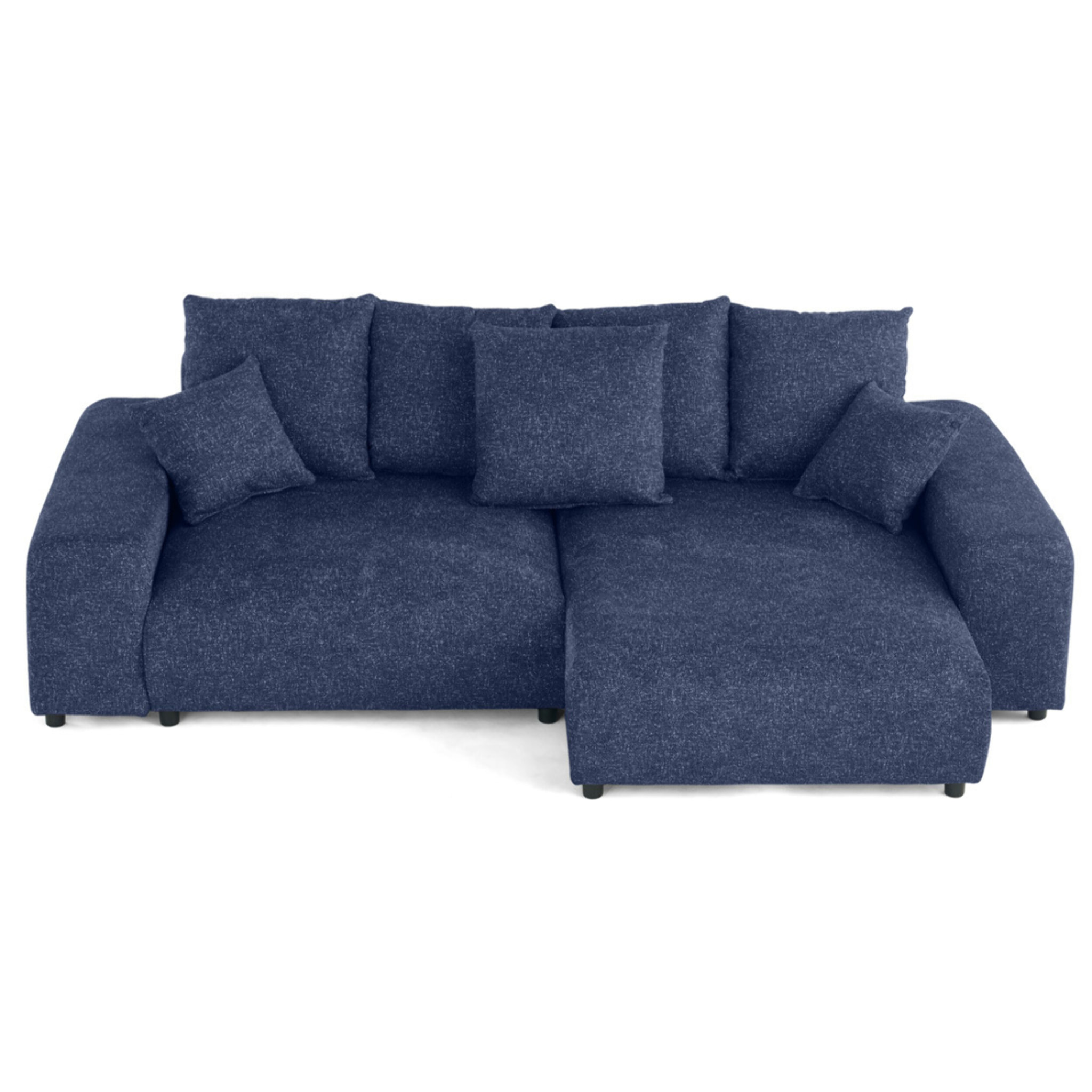 Spice - canapé d'angle réversible 4 places convertible avec coffre en tissu moucheté - Bleu marine