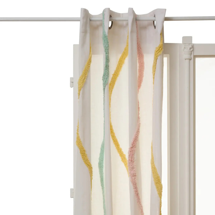 Rideau Tufy 260x140cm Blanc Imprimé Alphabet