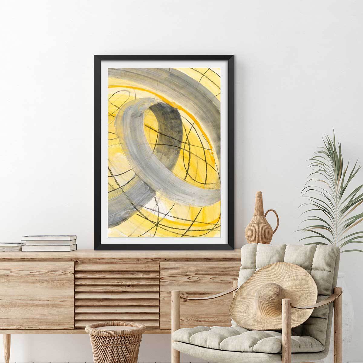 Poster yellow signal Affiche sous cadre noir