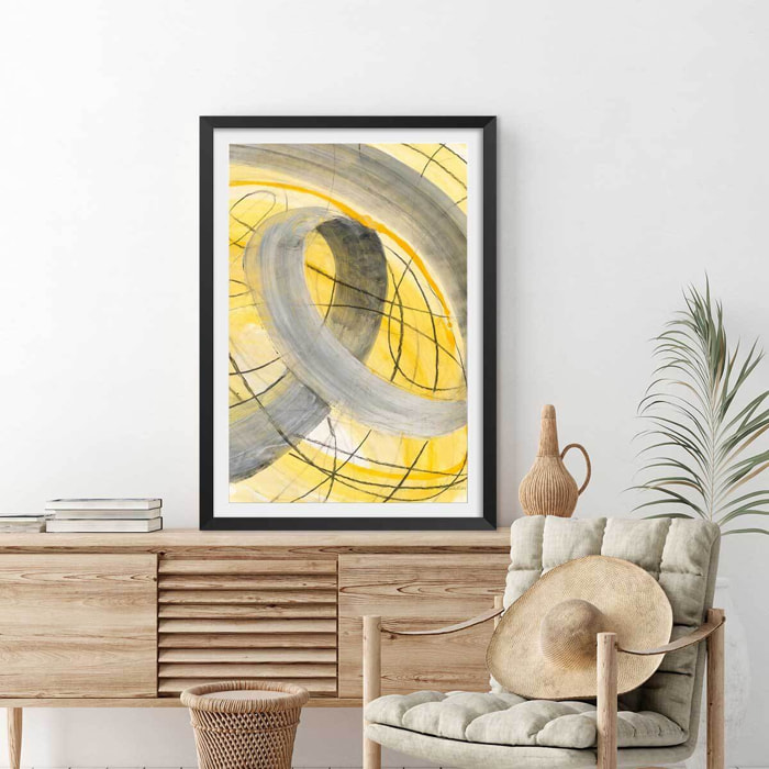 Poster yellow signal Affiche sous cadre noir