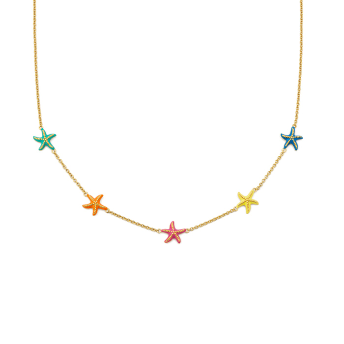 Collar Starfish Enamel Colors Baño Oro