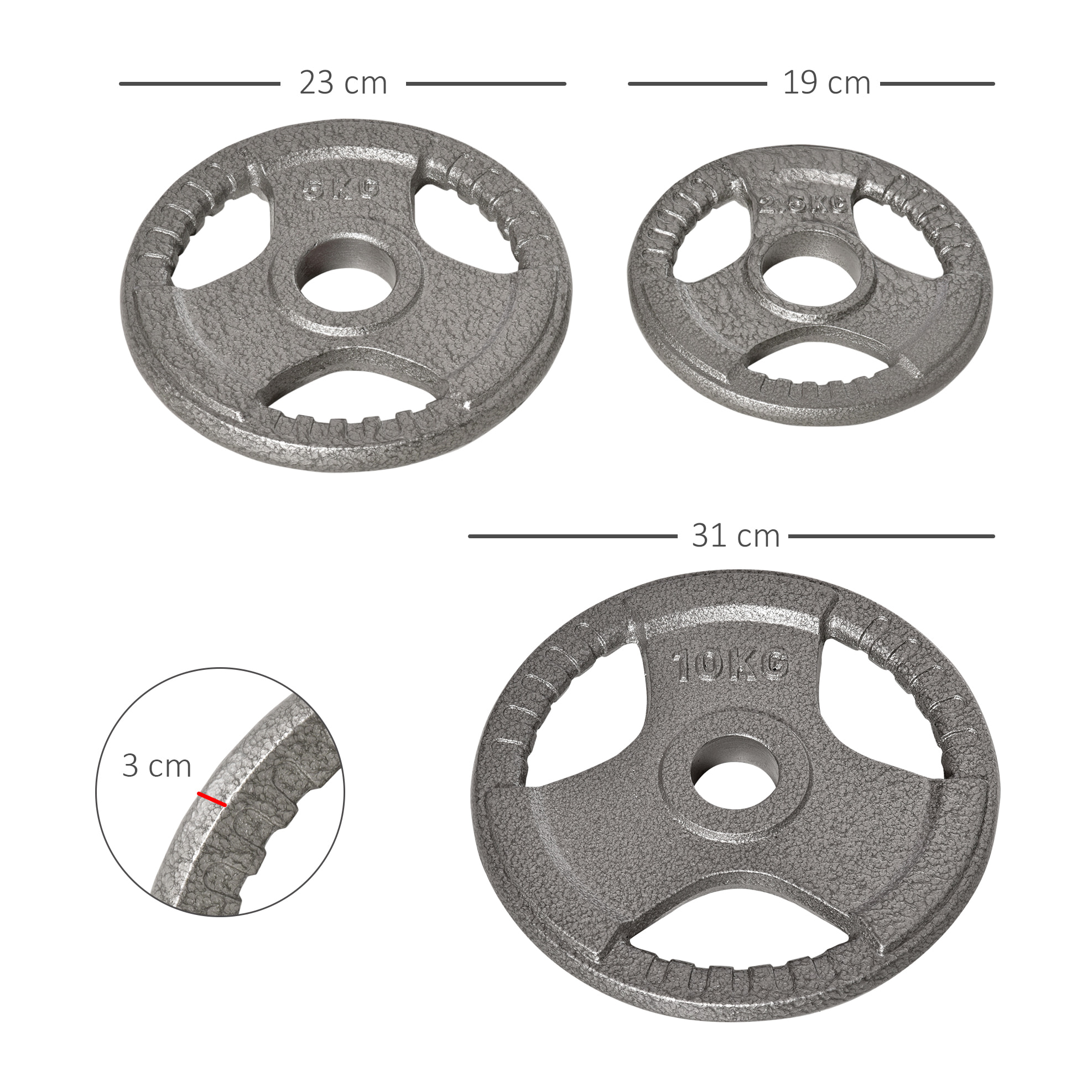 Juego de 6 Discos de Pesas de Acero 2,5-10 kg con Peso Total de 35 kg Discos Olímpicos con Orificio Central de Ø54 mm para Entrenamiento en Casa Gimnasio Plata