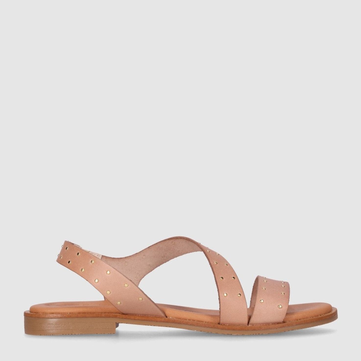 Sandalias de Piel - Beig - Tacón: Bajo