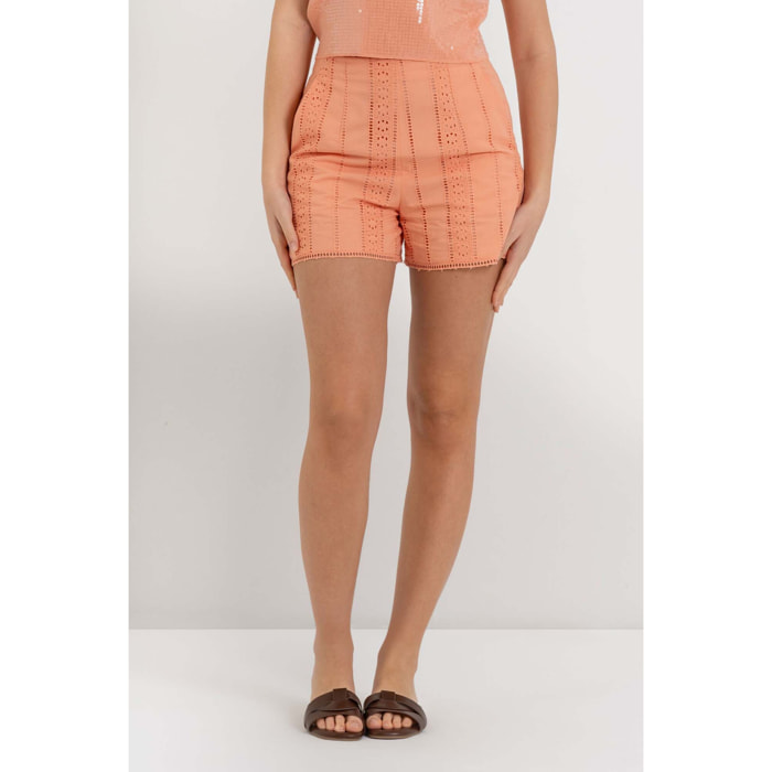 Kocca - Pantaloncini donna in cotone a vita alta con pizzo Donna