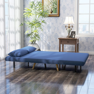 Sofá Cama de 2 Plazas Sofá Cama Plegable Tapizado en Lino con Respaldo Ajustable en 5 Posiciones y 2 Almohadas Sofá Cama Pequeño para Salón 120x75x85 cm Azul Oscuro