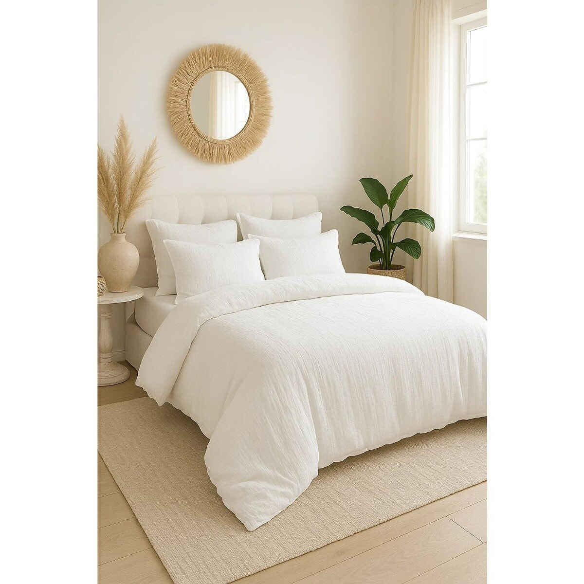 Parure housse de couette gaze de microfibre blanc