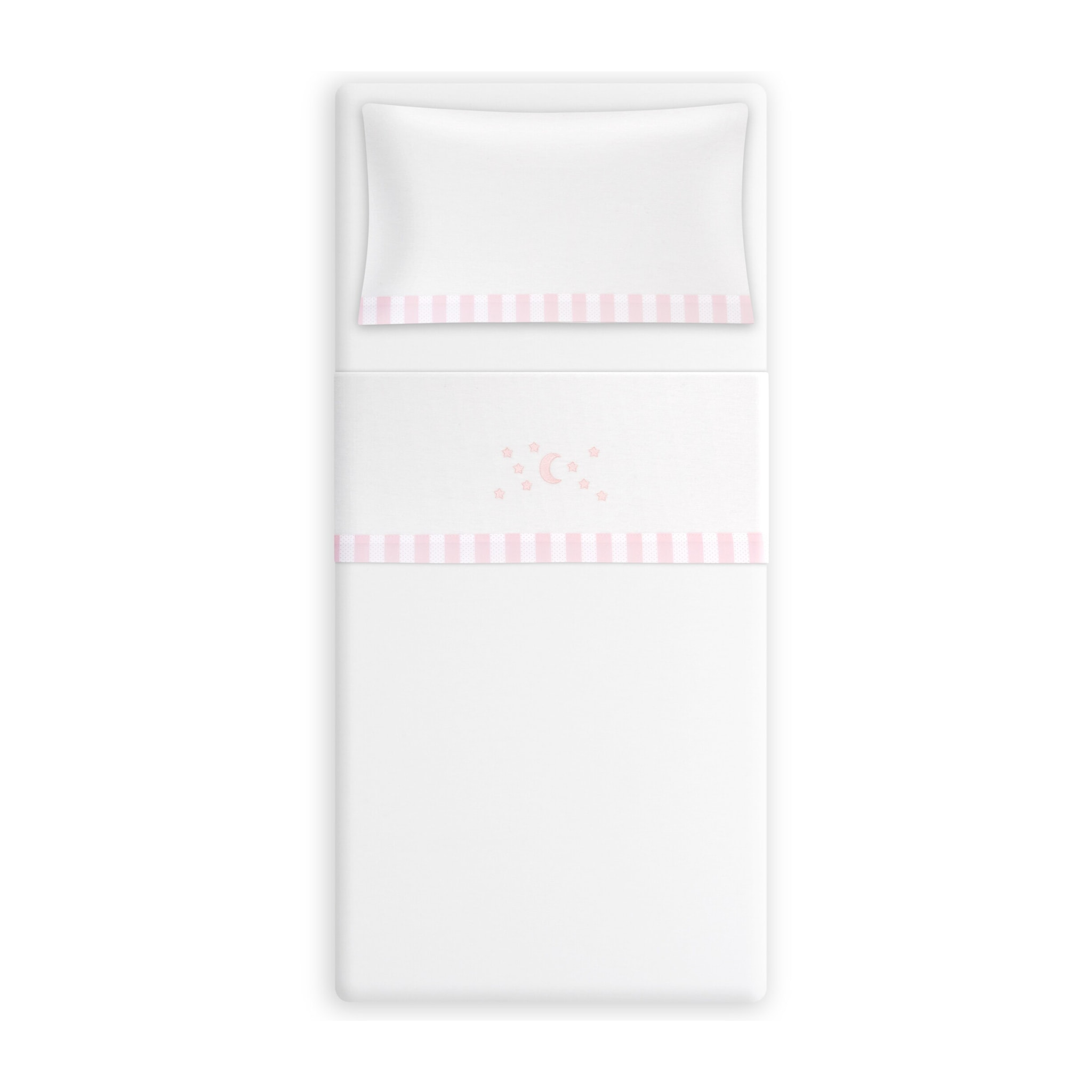 Triptico Coche Franela D. Algodon Luna Estrella Bco/Rosa