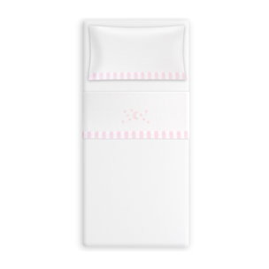Triptico Coche Franela D. Algodon Luna Estrella Bco/Rosa