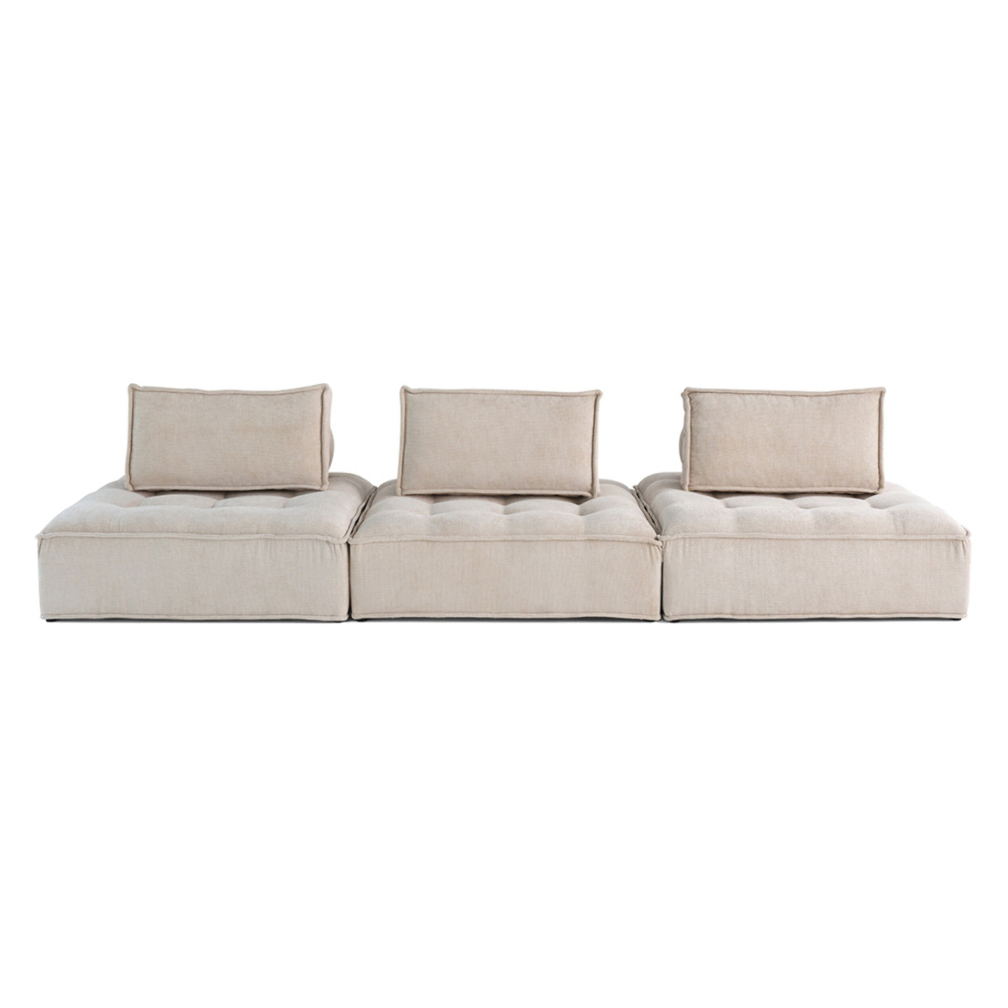 Marisol - canapé modulable droit 3 places - velours texturé - Beige