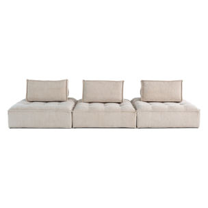 Marisol - canapé modulable droit 3 places - velours texturé - Beige