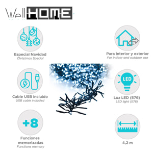 guirnalda con 576 luces led con 8 funciones - 4,2 metros
