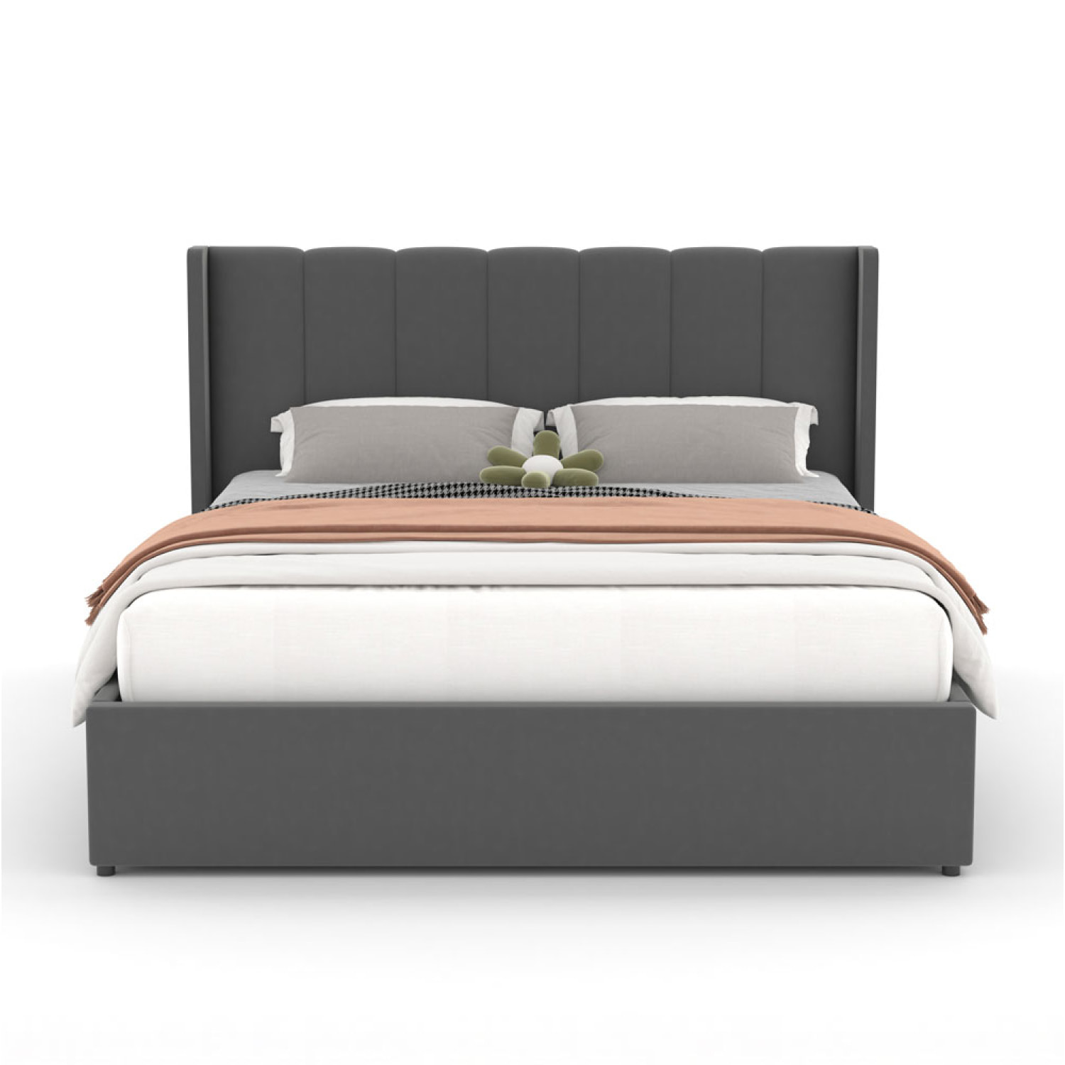 CARSON Lit design avec coffre de rangement 160x200cm en velours gris