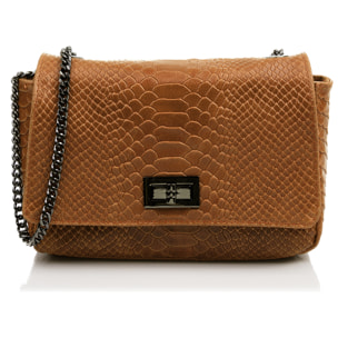 Dalida Borsa a tracolla Donna.Pelle autentica Camoscio Incisione Serpente