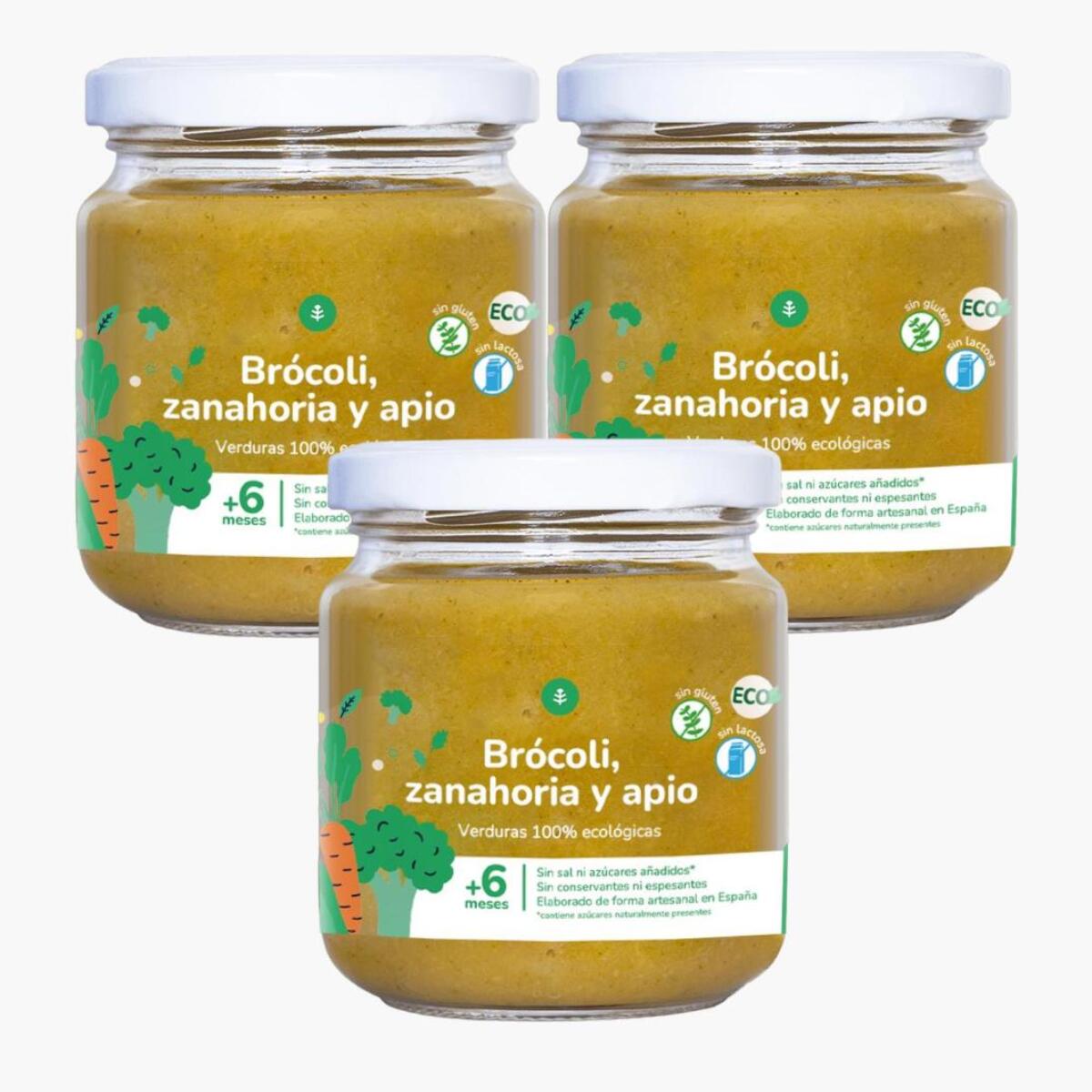 Pack 3x Tarrito Ecológico Brócoli, Zanahoria y Apio Planeta Huerto 180 g