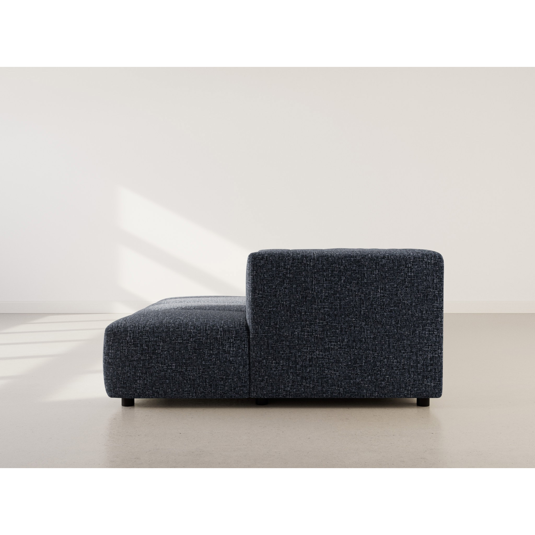 Curtis - canapé d'angle droit 4 places avec accoudoir en tissu texturé - Bleu