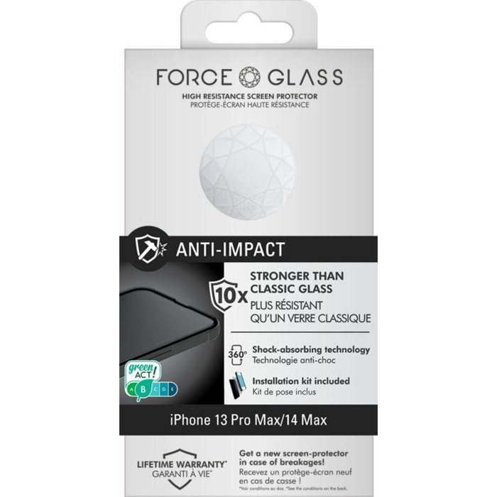Protège écran FORCE GLASS iPhone 13 Pro Max/14 Max Anti-impact