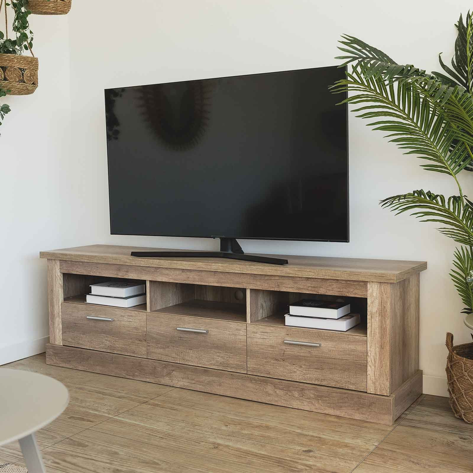 Meuble tv kelman 3 tiroirs 180cm