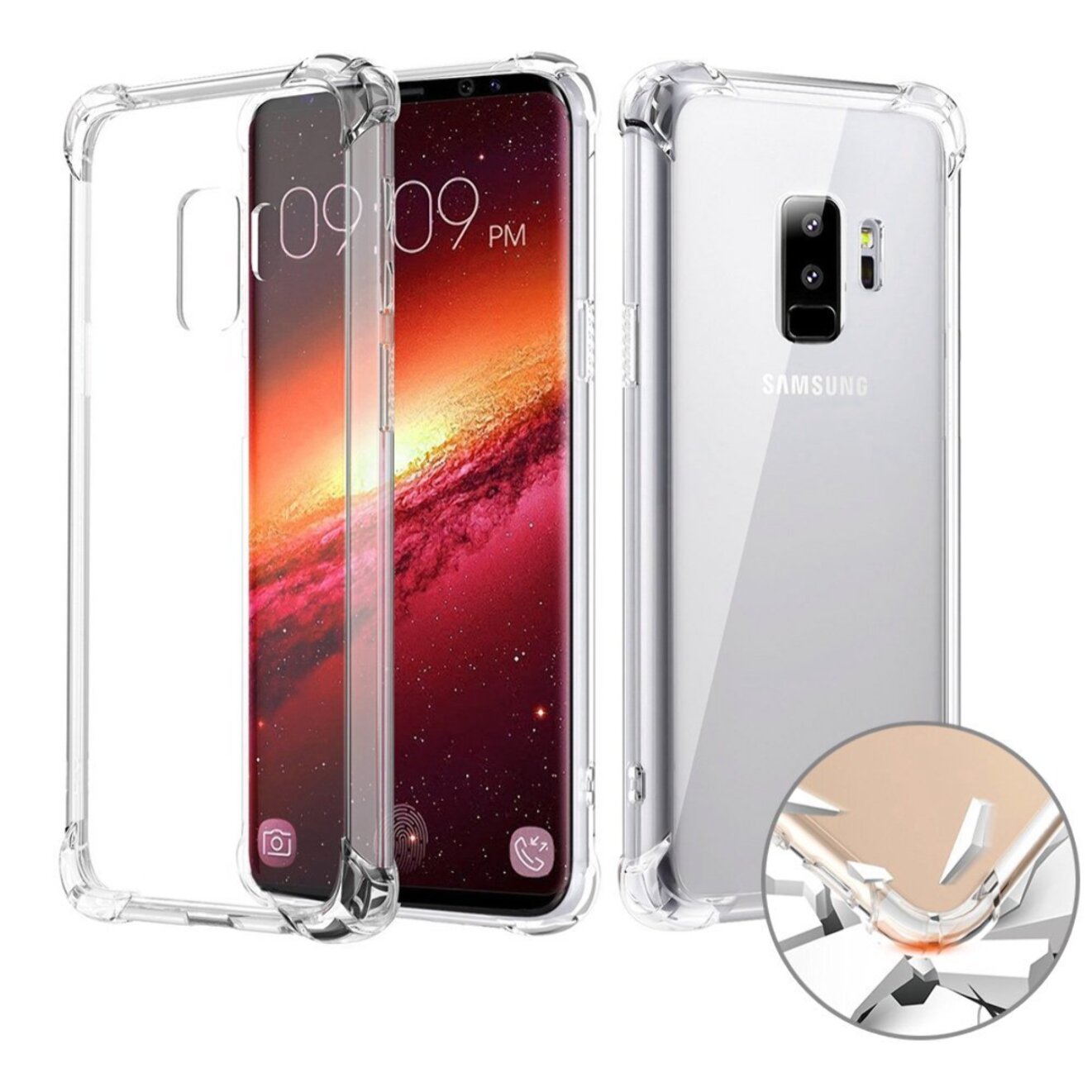 Coque Galaxy S9 Samsung ANTI CHOCS silicone transparente avec bords renforcés