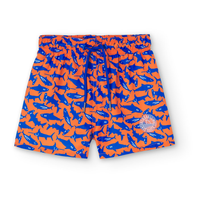 Bañador estampado, color naranja, Bañador, niño