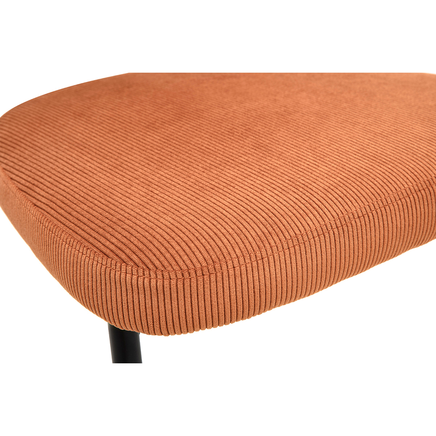 Chaises en tissu velours côtelé terre brûlée et métal noir (lot de 2) BREKA