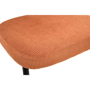 Chaises en tissu velours côtelé terre brûlée et métal noir (lot de 2) BREKA