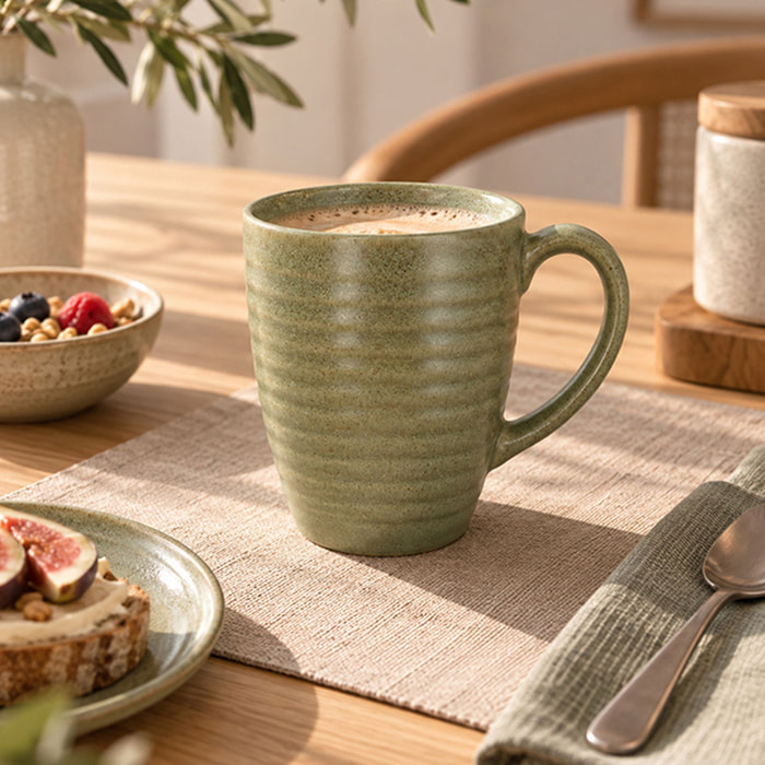 Lot de 6 mugs 40cl en grès vert TURBOLINO