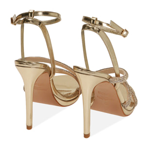 Sandalias doradas, tacón de 11 cm