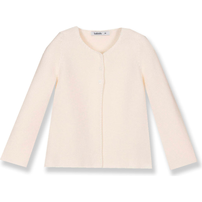 Chaqueta punto bebé algodón cuello redondo