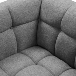 Fauteuil capitonné en tissu gris - Carmen