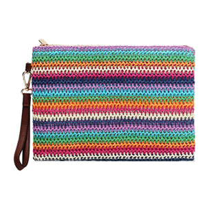 Pochette donna mare multicolor in raffia
