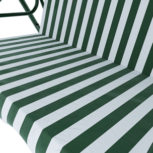 Dondolo 3 Posti Algarve Con Tettuccio Parasole Regolabile Cuscini Imbottiti Struttura Robusta In Acciaio Da Giardino 170 x 110 x 153 cm Verde Bianco