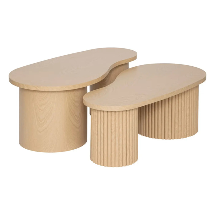 Lot de 2 tables basses "Soleya" L95/99,5cm beige