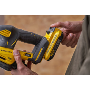 Ponceuse de finition 12000trs/min sans fil 18V STANLEY FATMAX Gamme V20 avec 1 batterie 2Ah, 1 chargeur 2A, en sac souple de transport