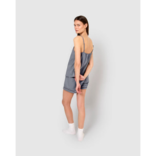 Pijama corto algodón vainica tirante azul