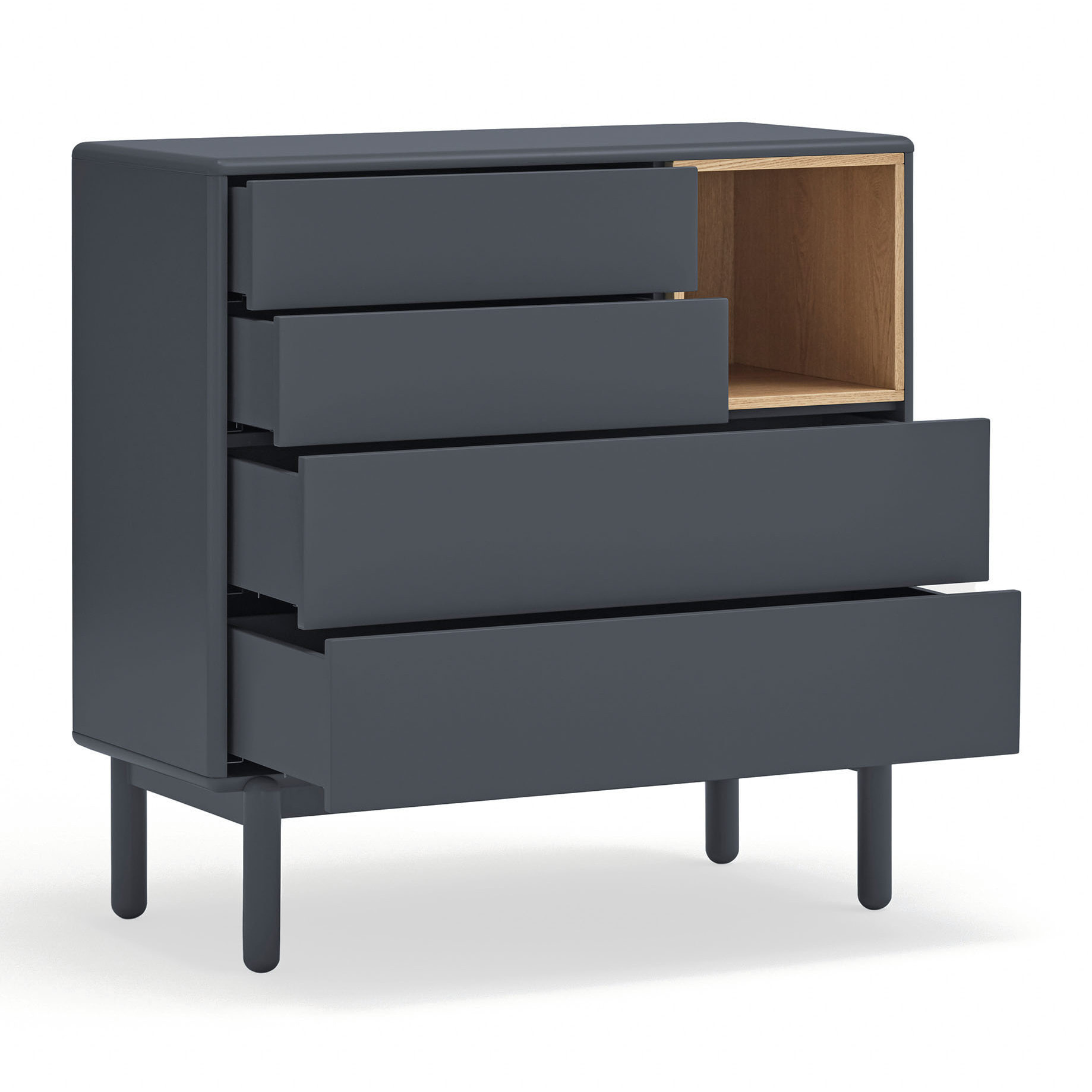 Cómoda Corvo 4 cajones gris antracita