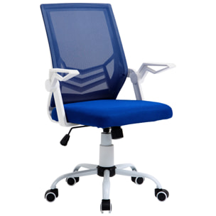 Silla de Oficina Ergonómica Silla Escritorio Giratoria con Altura Ajustable Reposabrazos Abatible Soporte Lumbar Transpirable para Adolescentes Adultos 62,5x55x94-104 cm Azul