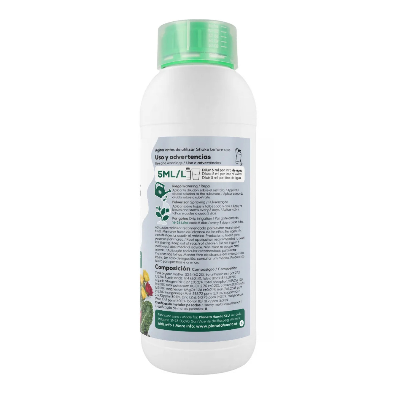 Humus Líquido Concentrado Bioestimulante Natural 1L Planeta Huerto