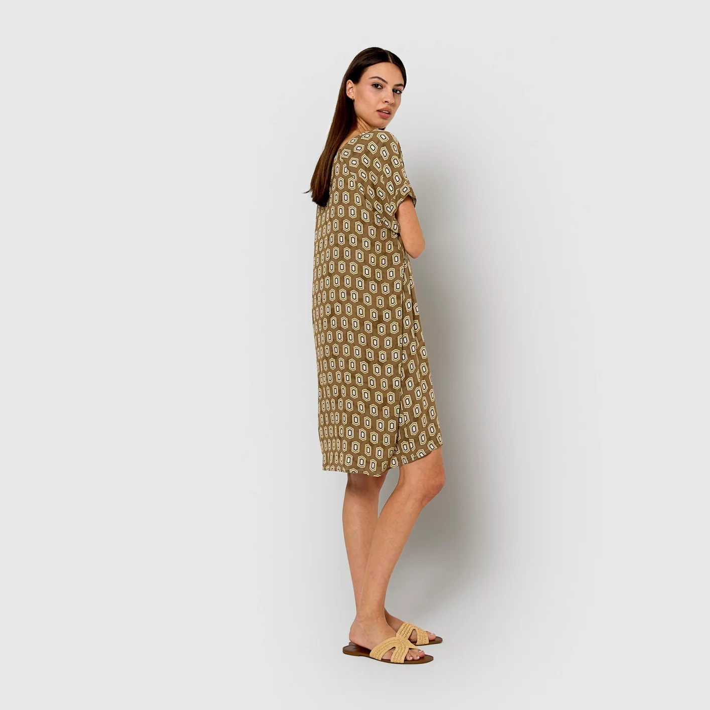 Vestido corto bambula detalles plisados jackie verde