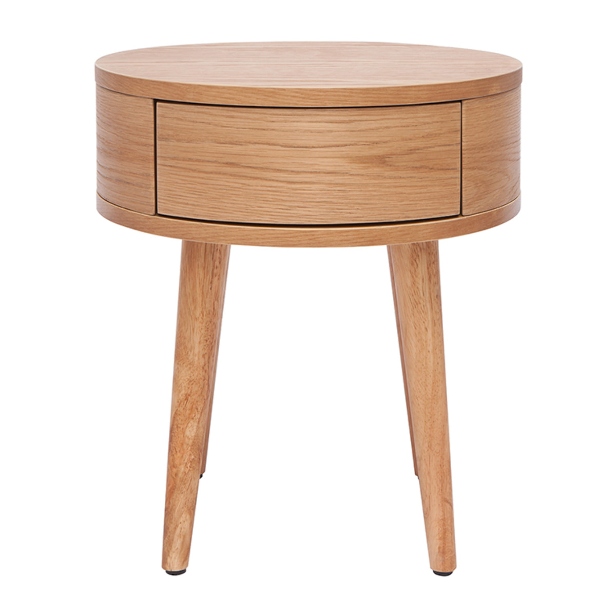 Tables de chevet rondes en bois clair avec tiroir (lot de 2) JUDITH