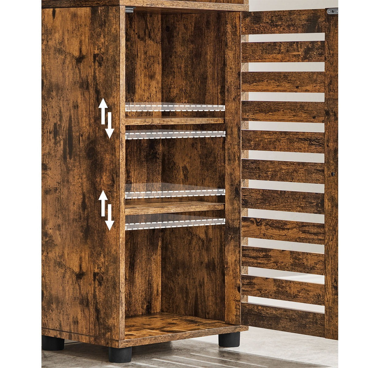 Colonna Bagno Loft in Legno Rustico con Ante a Persiana