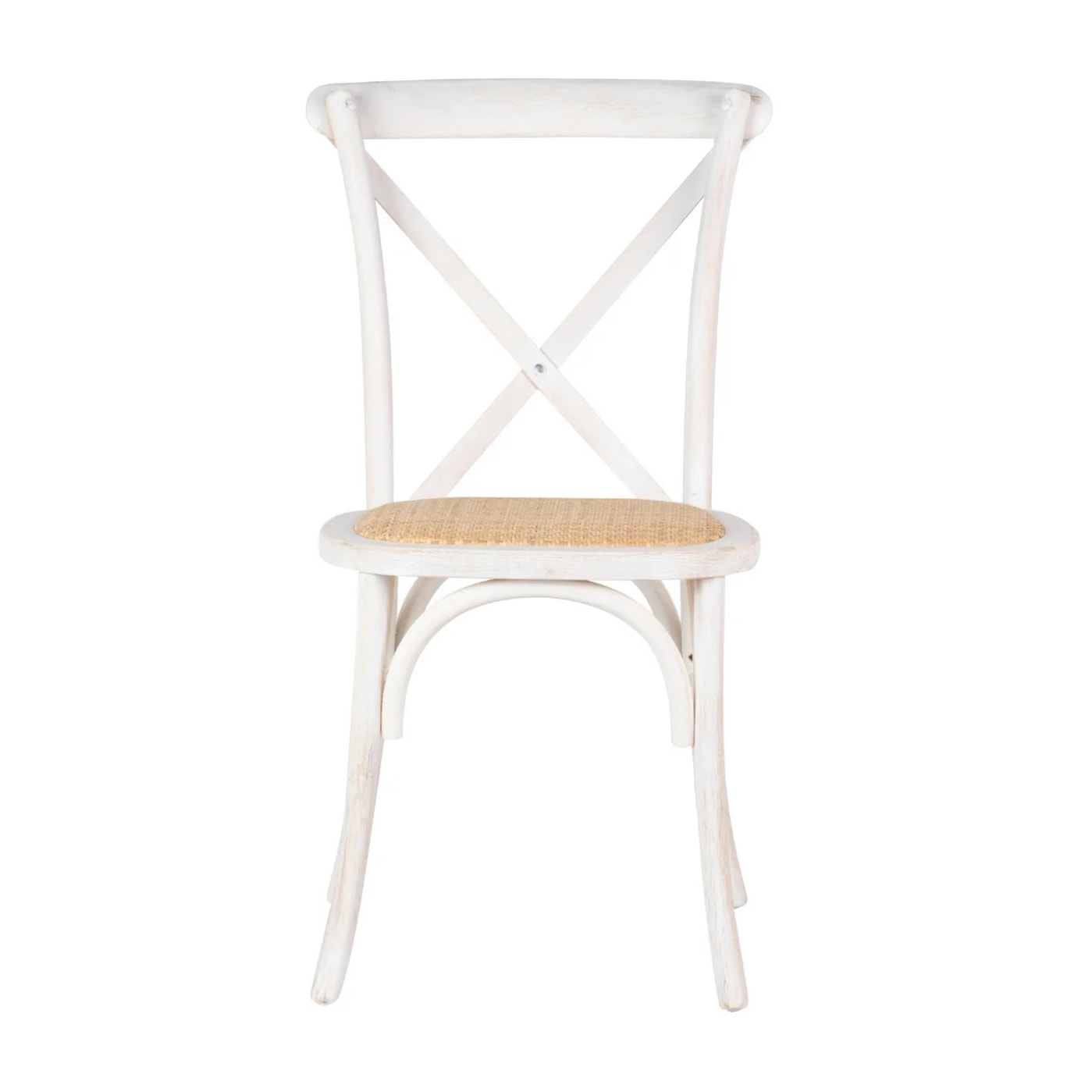Silla Apilable Ratan Madera Blanca 44x42x88 Cm