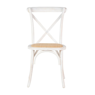Silla Apilable Ratan Madera Blanca 44x42x88 Cm