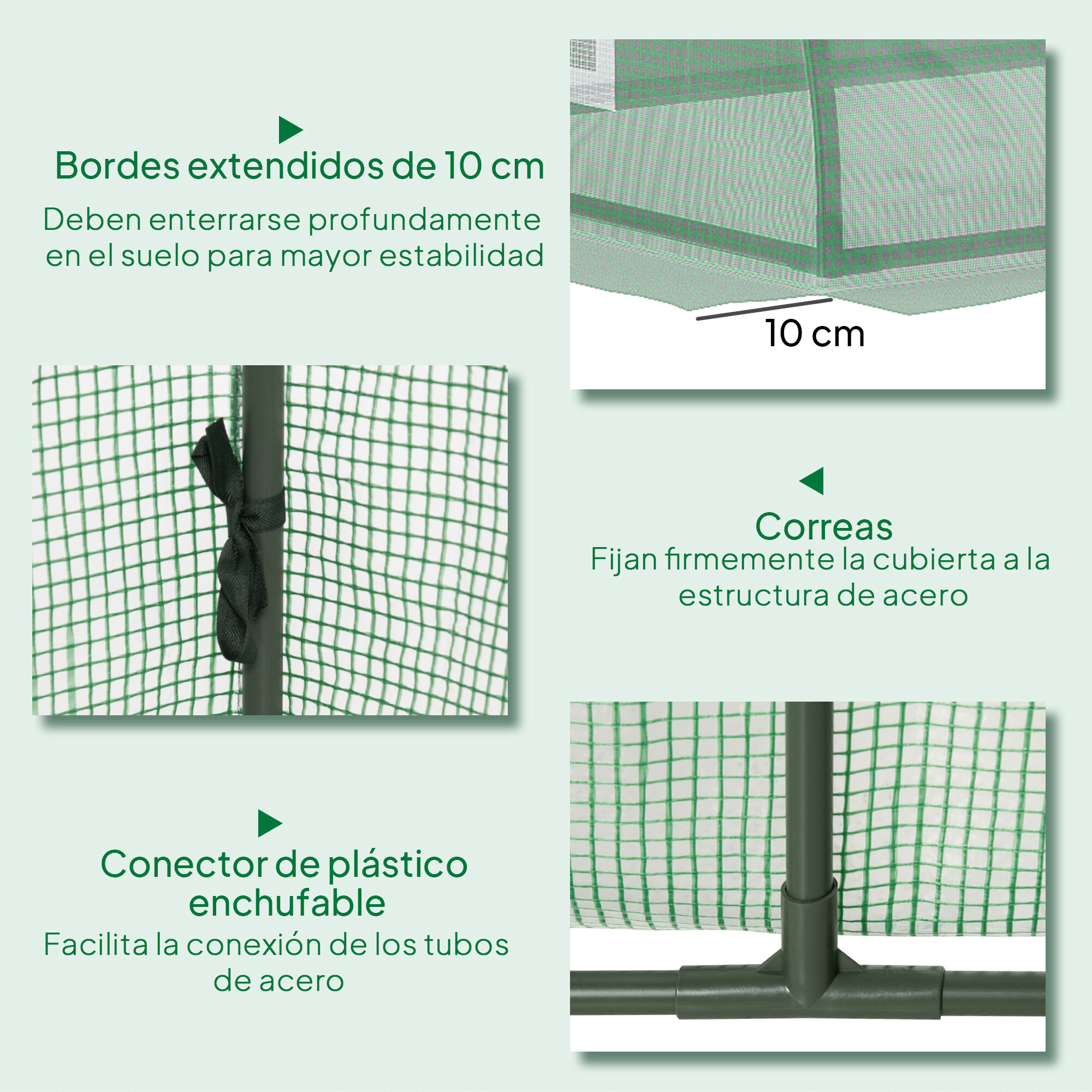 Invernadero de Exterior, 200x80x45 cm, Invernadero de Jardín con 4 Ventanas Enrollables de Malla, Marco de Acero y Cubierta de PE 140g/Ã£Å½Â¡ Anti-UV para Cultivos, Plantas, Flores, Verde