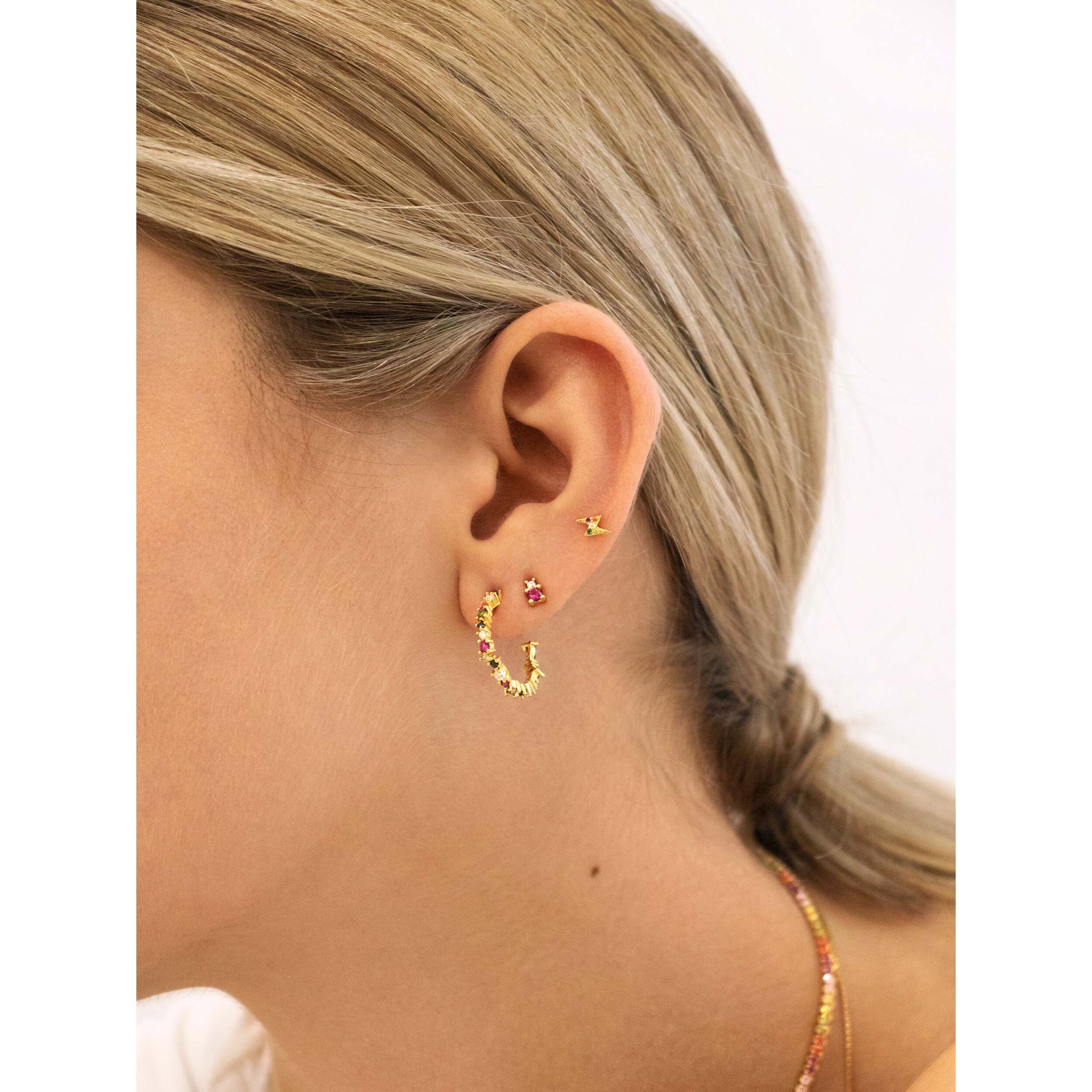 Orecchino Singolo Lightning Colors Argento Placcato Oro